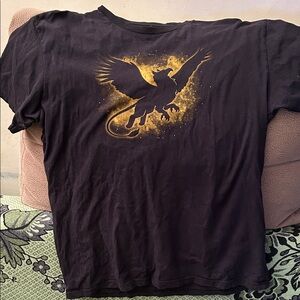 Black Graphic Tee with Gold Design